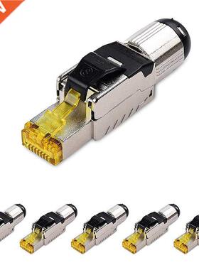 6-Pack Tool Free Shielded RJ45 Cat 8, Cat8 Field Termination