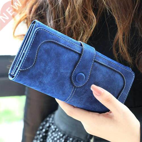 Many Departments Faux Suede Long Wallet Women Matte Leather