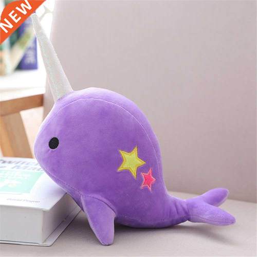 25CM 35CM Narwhal whale binary star doll plush Toy soft anim