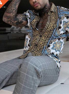 Summer New Men's Clothing European American Retro Trend Shir