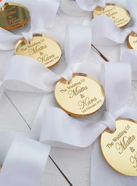 50*Personalized Bride Baptism Engraved Silver Mirror Round D