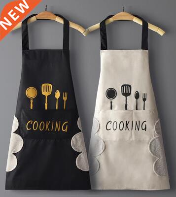 Hand-wiping kitchen Household Cooking Apron Men Women Oil-pr
