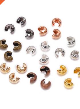 50-100pcs/lot Copper Round vers Crimp End Beads Dia  4 5 mm