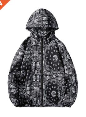 Hiphop Bandana Spring Jacket Men Hood Windbreaker Japan Y2K