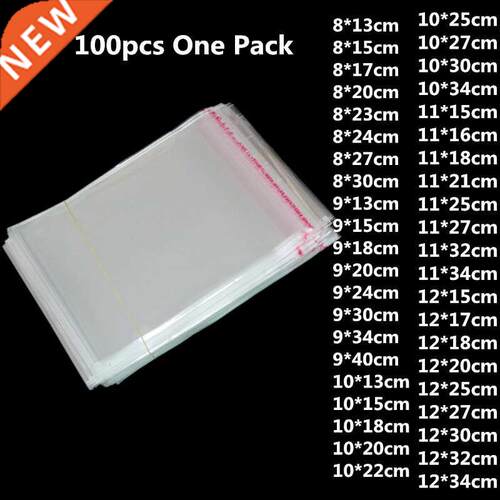 100pcs Clear Plastic Self Adhesive Bag Self Sealing Jewelry
