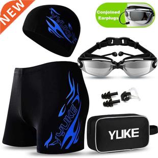 Men's Swimming Set Swim Trunks Glasses Cap Carry Bag