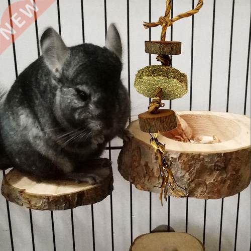 Rabbit Grass Cake Wooden Molar Toy Pet Chinchillas Hamster B