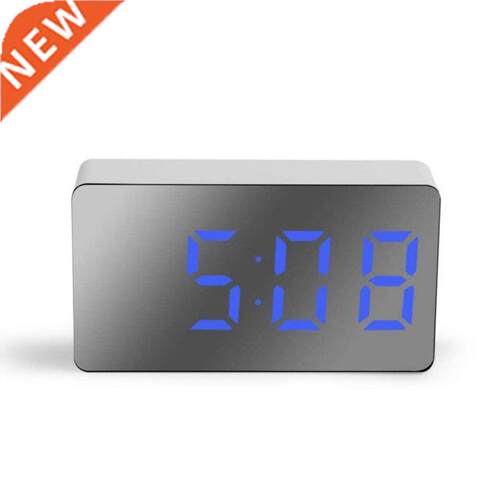 LED Mirror Digital Alarm Clock Snooze Table Clock Wake Up Mu