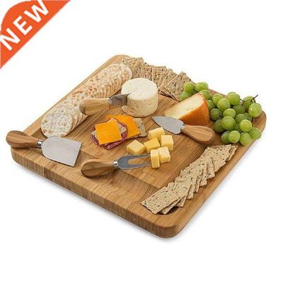 Cheese Board And Knives Set Baboo Wood Charcuterie Platter