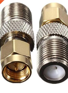 2Pcs F Female to SMA Male Plug Straight Glodplate TV Jack F/