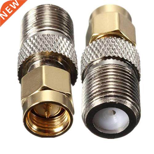 2Pcs F Female to SMA Male Plug Straight Glodplate TV Jack F/