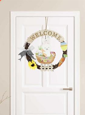 Round Easter Wreath Easter Pendant Happy Easter, Welcome