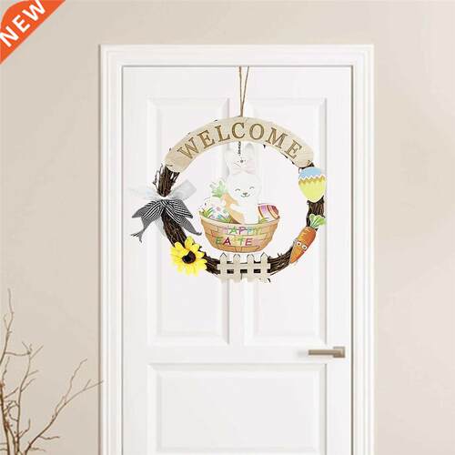 Round Easter Wreath Easter Pendant Happy Easter, Welcome