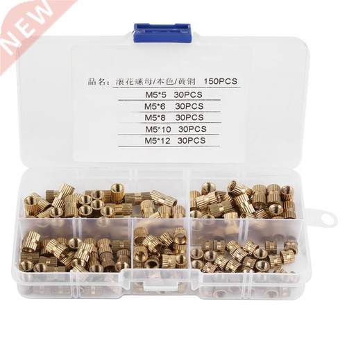 New 150Pcs M5 Brass Cylinder Knurled Nuts Threaded Insert Nu