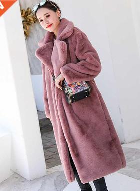 Winter Women High Quality Faux Rabbit Fur Coat Luxury Long F