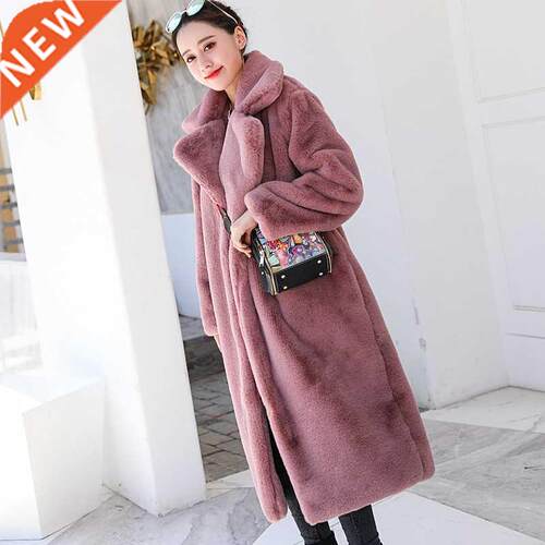 Winter Women High Quality Faux Rabbit Fur Coat Luxury Long F
