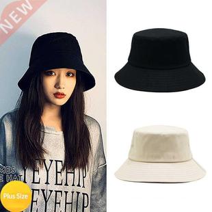 Women Large Size Sun Bucket Hat Big Head Fisherman Black Bei
