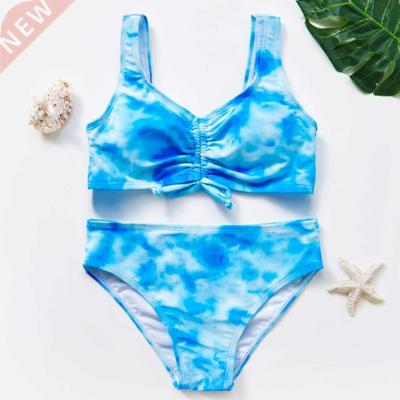 2022 New Girls Swimsuit Tie Dye Swimswear Two Piece Biquini