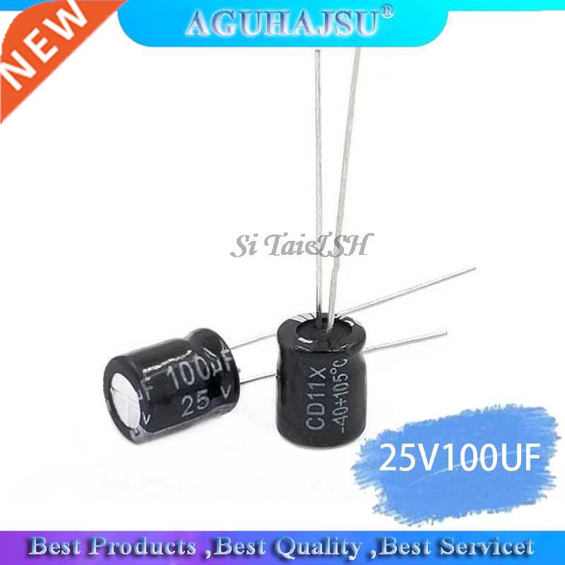 50PCS Higt quality 25V100UF 6*7mm 100UF 6.3*7 25V Electrolyt