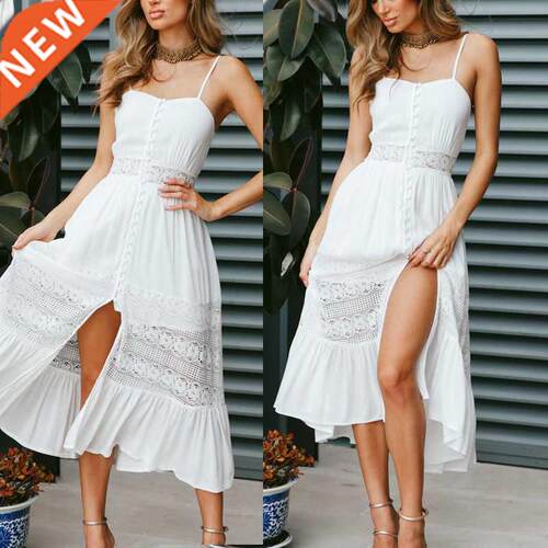 Open-Back Sling Cutout Lace Single-Breasted Belted Dress2022