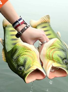 Family Funny Fish Shoes Women Slippers Large Size 32-47 High