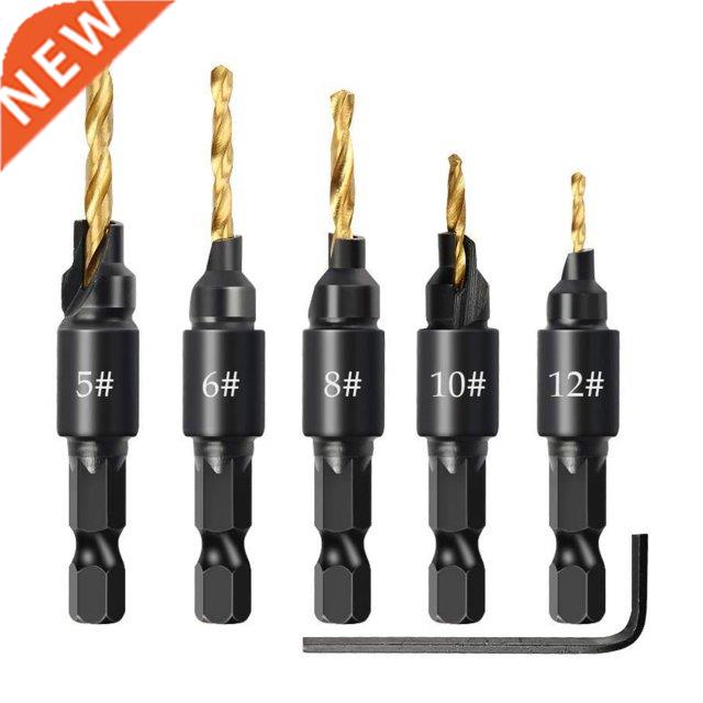 5Pcs/Set 1/4 inch Hex Shank Countersink Drill Bit Power Tool