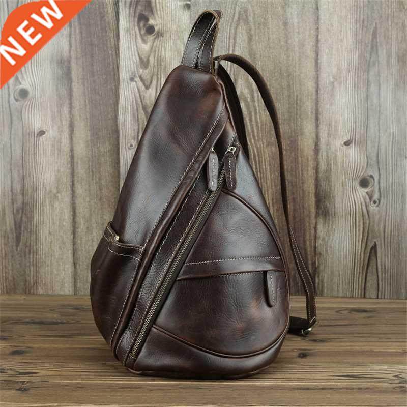 genuine leather sling chest bag handmade crossbody bag unise