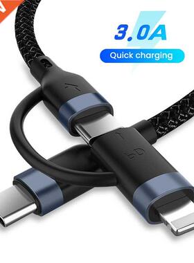 3A Double Type-c Head To 8 Pin Cable 60W/20W 2 In 1 Fast Cha