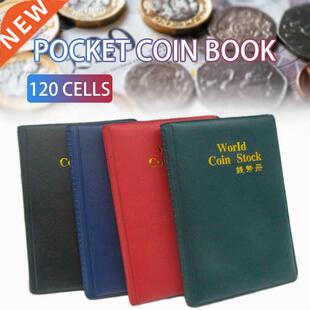 120 Pockets Coins Collection Album Book Coin Holder Leather