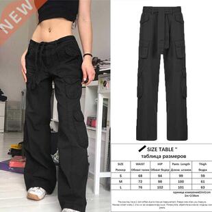 Casual Cargo Pants Low Waist Vintage Grey Loose Sreetwear Ba