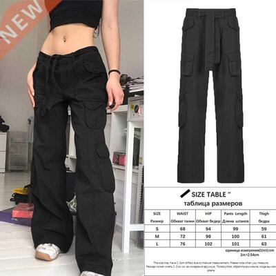 Casual Cargo Pants Low Waist Vintage Grey Loose Sreetwear Ba