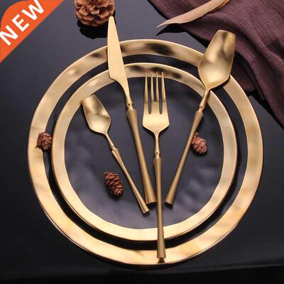 Stainless Steel Cutlery Set Gold Dinnerware Set Western Food