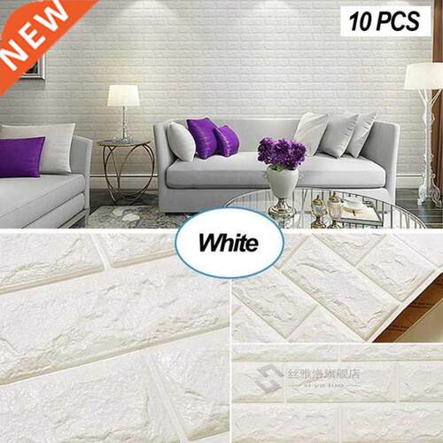 10pcs Self-Adhesive Wallpaper Faux Foam Real Bricks Effect W
