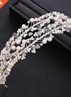 rendy White Pearl Crystal Bride Hair Accessories Wedding Cro