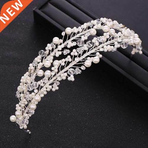 rendy White Pearl Crystal Bride Hair Accessories Wedding Cro