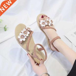 Summer Shoes Woman Sandals Elastic ankle strap Flat Sandalia