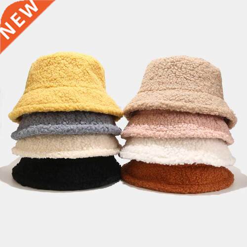 Winter Faux Fur Bucket Hat Thickened Warm Teddy Velvet Fishe