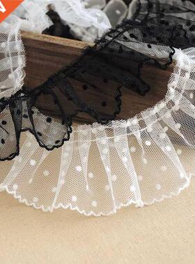 1Yard Pleated Lace Fabric Wide 6cm Dot Lace Trim Applique Co