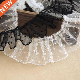 1Yard Pleated Lace Fabric Wide 6cm Dot Lace Trim Applique Co
