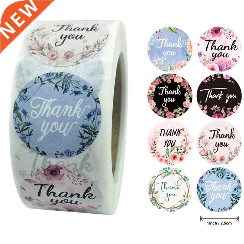 50-500pcs 8 styles Thank You Sticker for Seal Labels Round F