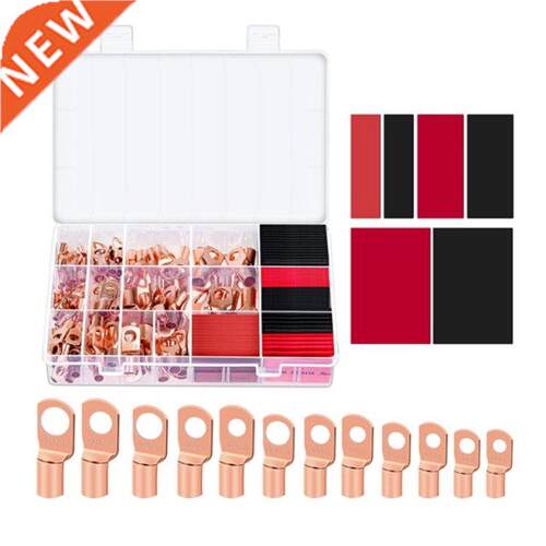 240Pcs Copper Wire Lugs With Heat Shrink Set,Ring Lug Wire C