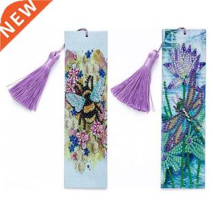 2Pcs 5D Diamond Bookmark DIY Painting Bookmark Leather Tasse