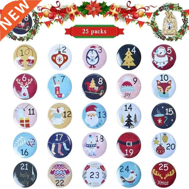 1set christmas advent calendar badge 24 number gift box