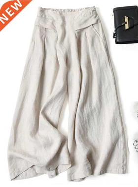 Summer Pants for Women Cotton Linen Large Size Wide Leg Pant