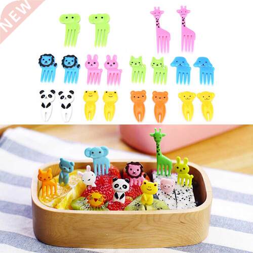 10Pcs Cute Mini Animal Farm Cartoon Food Picks Children Snac