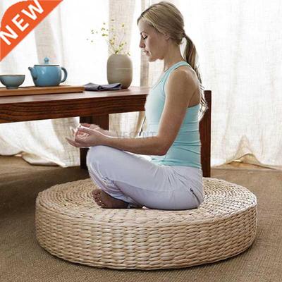 Hot Cushion Natural Straw Round Pouf Tatami Cushion Weave H