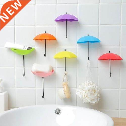 3pcs/set Self-adhesive Cute Umrella Wall Mount Key Holders