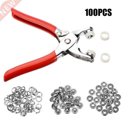 100PCS Prong Pliers Ring Press Studs Snap Popper Fasteners 9