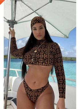 Fashon Bkn Nova 3 Pece Sunkn Set Women Swmsut Geome