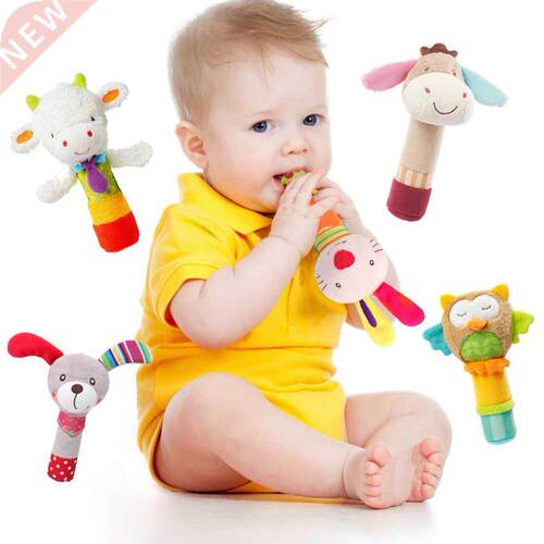 Infant Baby Rattles Cartoon Animal Hand Bells Soft Plush BB